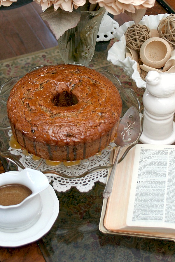 Jeremiah Scripture Cake is a very old recipe once used to teach young girls bible verses while learning to bake. Recipe ingredients are determined by looking up scripture. Burnt Jeremiah Syrup is poured over the delicious cake and then sprinkled with almonds. Can you figure out the recipe? 
