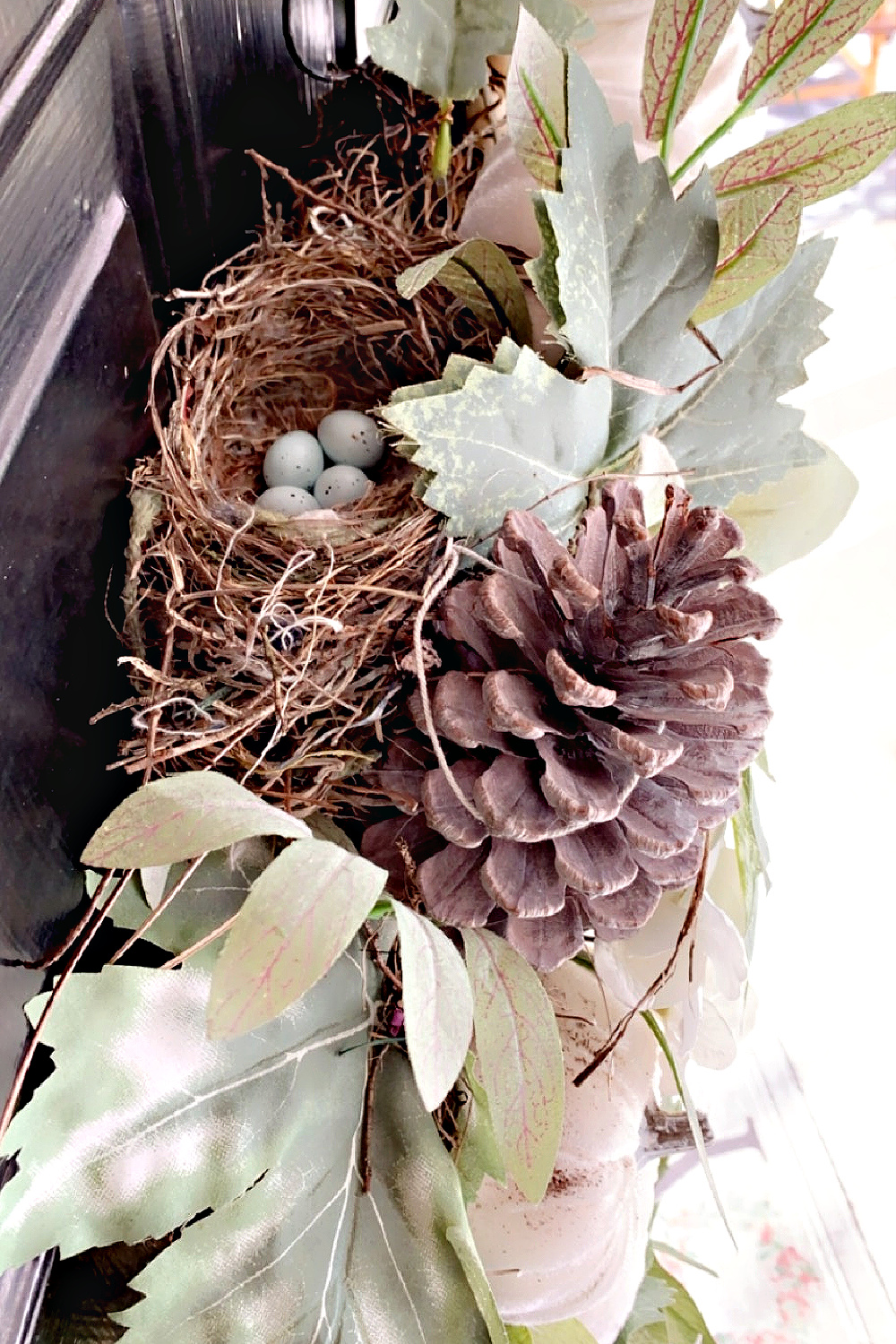 I'm sure I am not the only one to have a bird build a nest and take up residence on or near your front door. Peeking into the nest I saw these beautiful little eggs and immediately thought of the old hymn, His Eye is on the Sparrow.