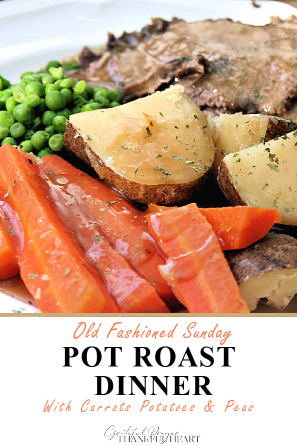 Grandmom's Sunday dinner with easy, step-by-step recipe for old fashioned beef rump roast. Simmered slowly on the stovetop with carrots and potatoes until tender.