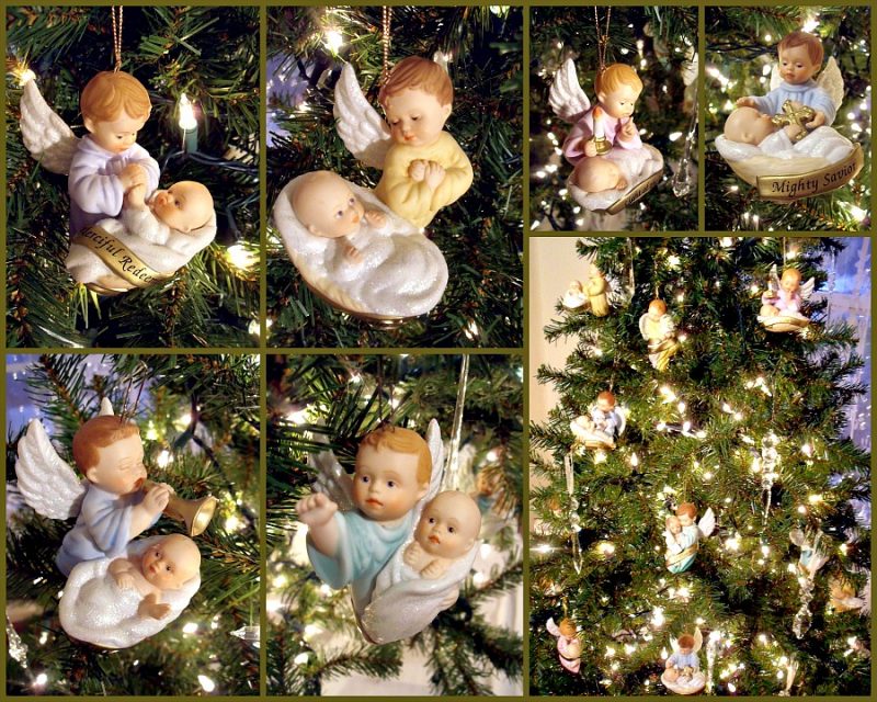 Sweet collection of, And His Name Shall Be Called, Ashton Drake angel and Baby Jesus porcelain ornaments each with a name of Jesus.