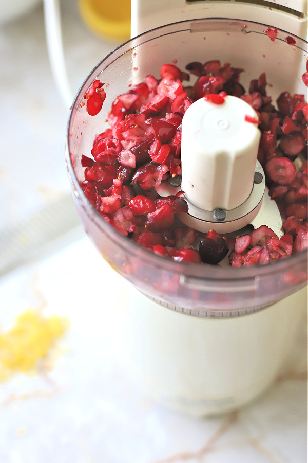 chopping cranberries with a food processor