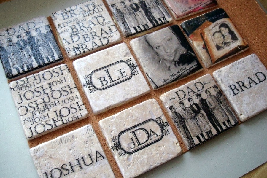 Finding great gifts for guys can be really hard. He will love unique and useful personalized tile coasters. Directions for transferring photos and words.