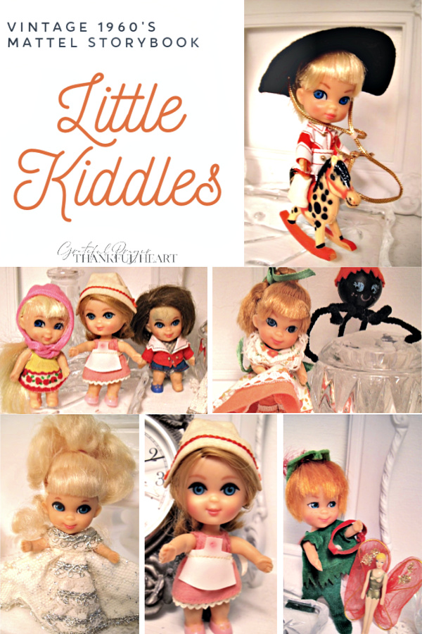 Tiny and adorable, vintage 1960's Little Kiddles dolls from Mattel including Little Middle Muffet