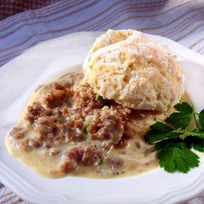 Country Sausage Gravy on Biscuits