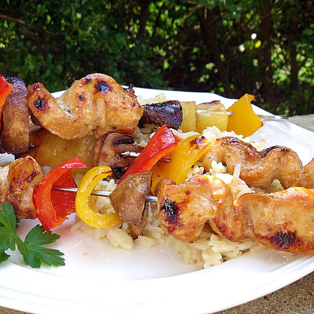 Just a few ingredients to make the tastiness, juicy chicken kabobs. Recipe for an easy marinade. Grill or cook using the broiler. A great summertime/anytime dinner entree!