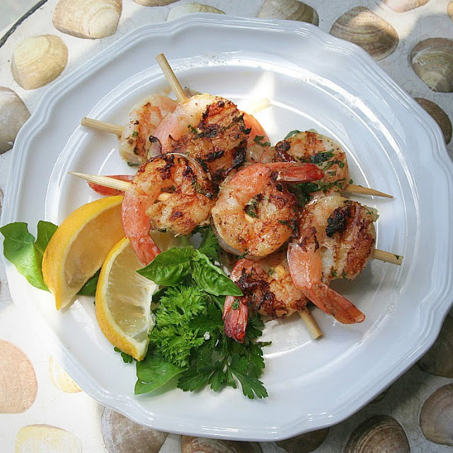 Great recipe for Grilled Herb Shrimp that are super easy to make. Marinated in a simple herb mixture then grilled to perfection in just a few minutes using an outdoor grill or indoors on a George Foreman Grill.