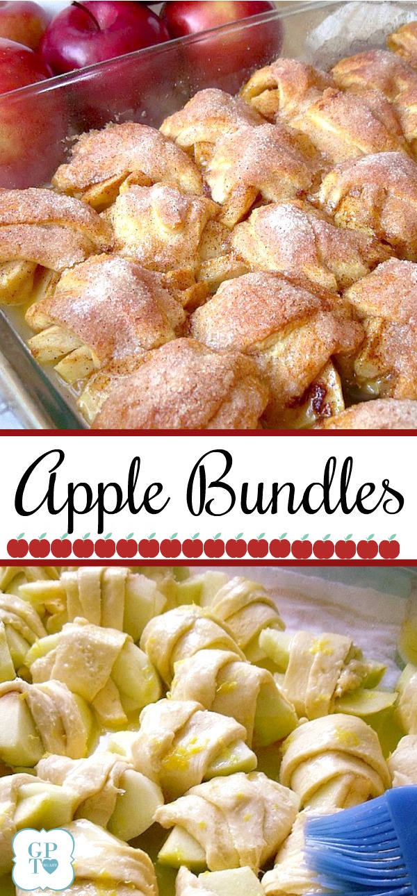 Easy recipe for apple bundles using crescent rolls, sweet apples, cinnamon for a delicious dessert