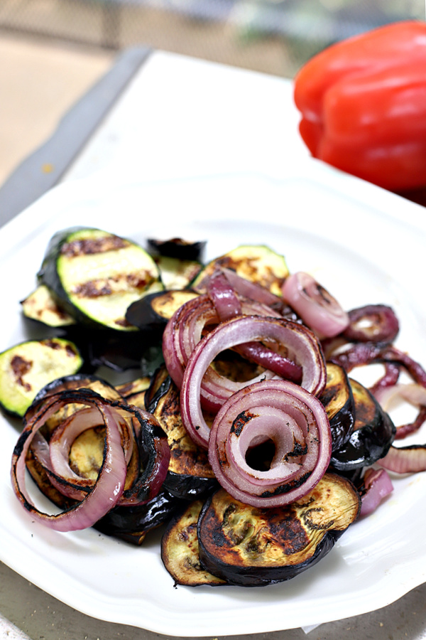 grilled zucchini, eggplant onions for grilled vegetable panini sandwich