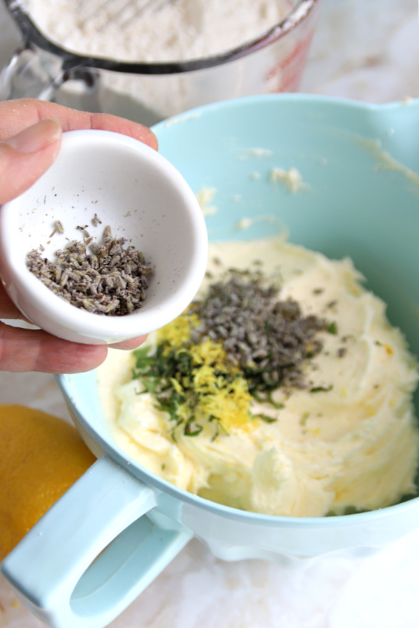 Adding culinary lavender to the batter for French Sables or shortbread cookies.