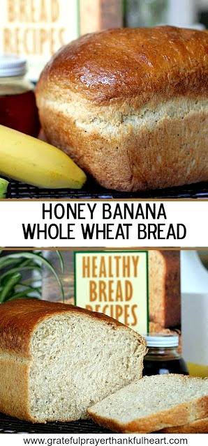 Don't toss out those extra bananas over-ripening on the counter. Very ripe bananas are a great reason to bake a loaf of Honey Banana Whole Wheat Bread. Banana, honey and poppy seeds give this bread a light, fluffy texture.  Use a bread machine to make the dough then bake in a loaf pan or let the machine complete the whole process.