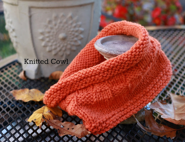warn and cozy knitted cowl in gorgeous autumn orange 
