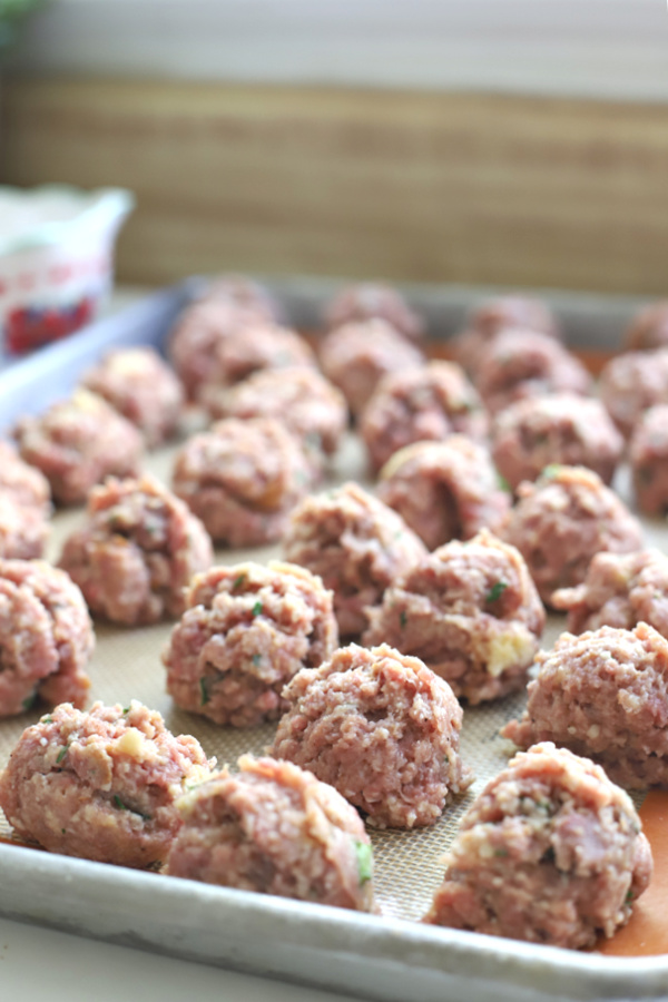 Shaped ground beef favorite meatballs ready for cooking