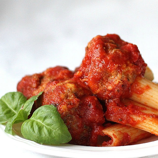 Super easy meatball recipe. Browned in a skillet or baked on the oven, they are soft, tender and delicious served with pasta or as a meatball sandwich.