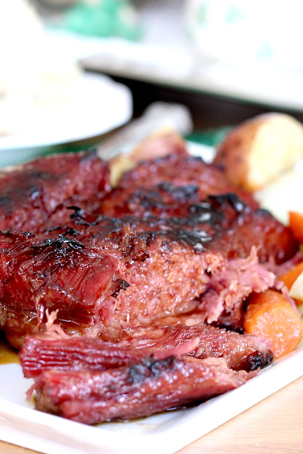 Making corned beef brisket is a tradition for St. Patrick's Day dinner. Follow the easy cooking directions on the package but take it one step further. Corned beef brisket with a mustard glaze adds a subtle sweetness and a nice browned top on the meat.