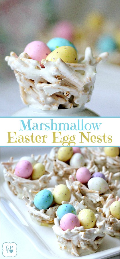 Cute, edible nests are adorable for Easter. Pretty pastel candy eggs nestled in twig-like bundles make a lovely welcome to dinner guests. They are made using Chow Mein noodles giving the appearance of sticks gathered by the birds to construct their nests.