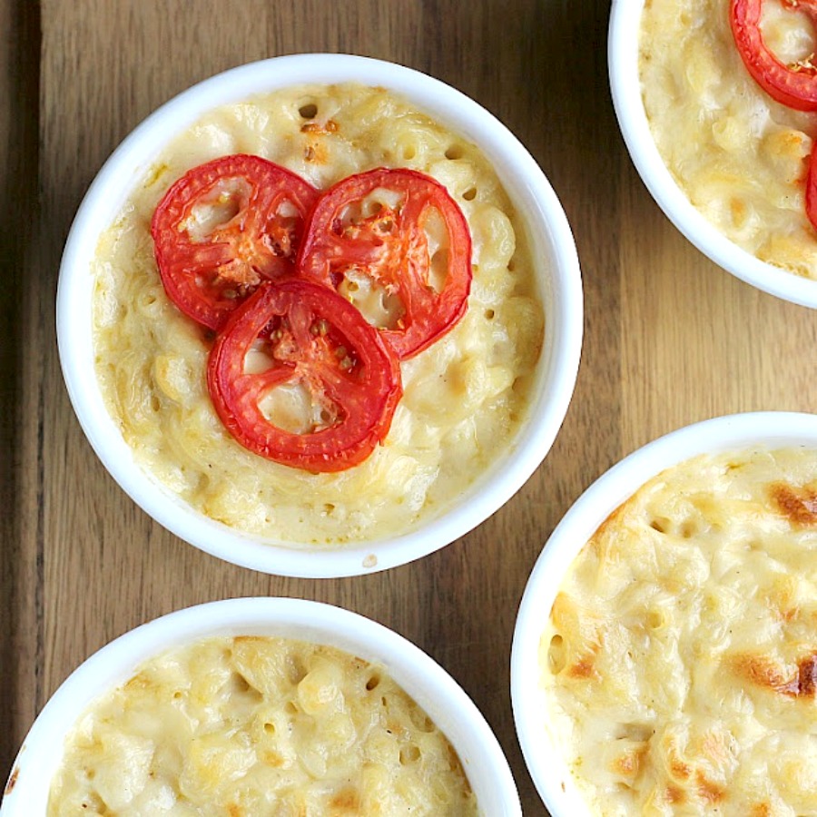 Homemade baked macaroni and cheese comfort food