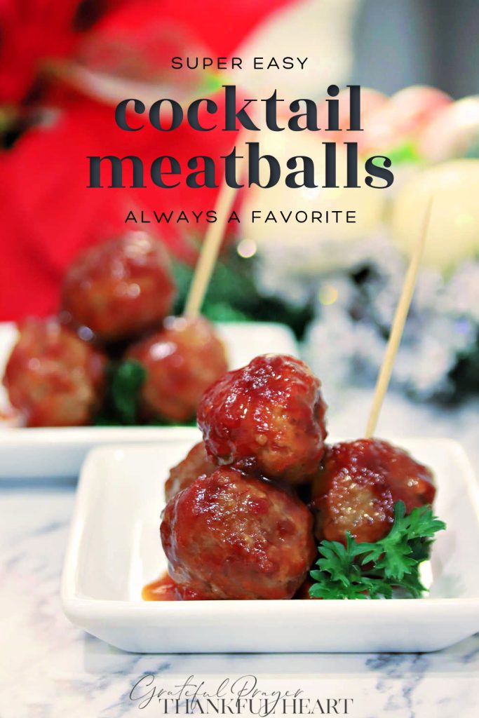 Popular cocktail meatballs are perfect as an appetizer or entrée. An easy recipe for entertaining, bridal showers, tailgating and even on dinner rolls as a sandwich.