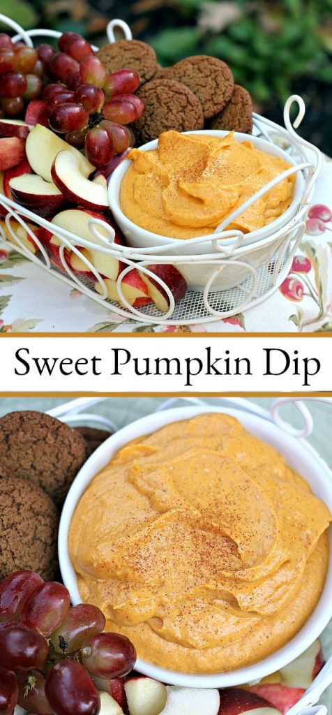 Easy recipe for Sweet Pumpkin Dip. Serve with apple slices, grapes or gingersnap cookies for a delicious taste of autumn.