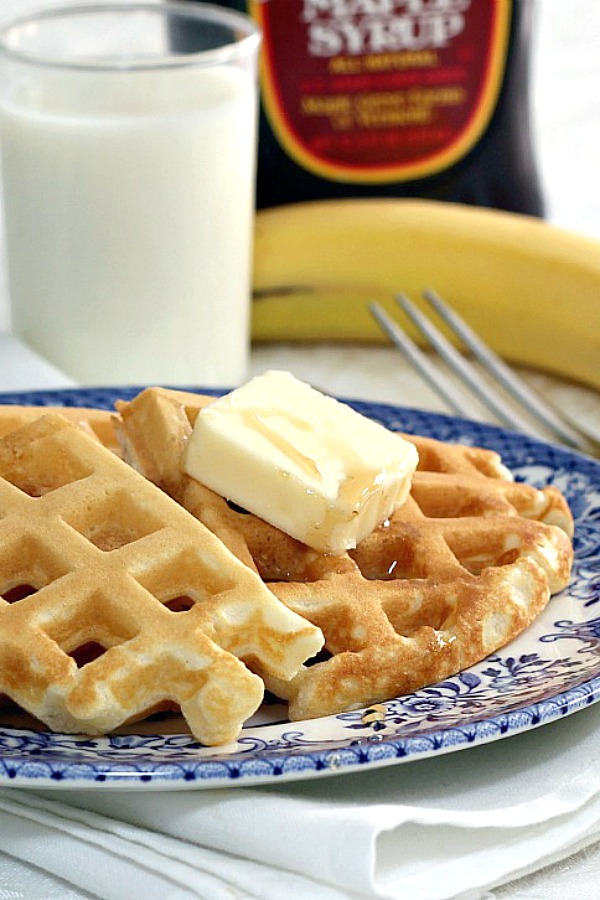 Your family will love these homemade waffles for breakfast! Easy recipe that also freezes well for those busy days when you just have time to heat and serve.