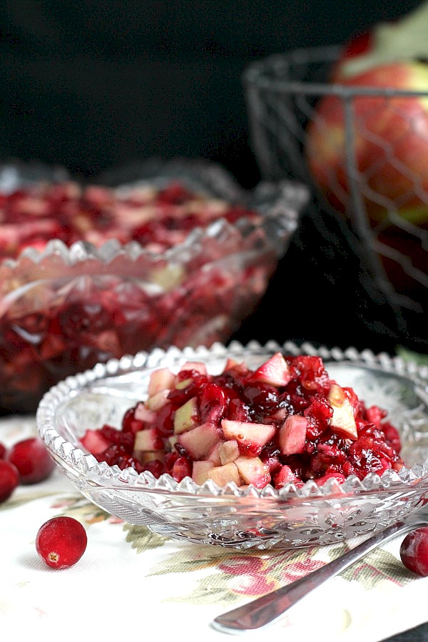 Tart, sweet and crunchy, Cranberry Mold uses raw cranberries with apples and nuts. Jello binds everything together for a delicious Thanksgiving side dish.
