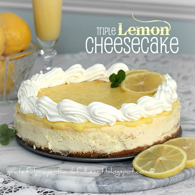 Creamy, delicious cheesecake made with lemon zest, juice and topped with lemon curd. A perfect balance of tart and sweetness on a graham cracker crust.