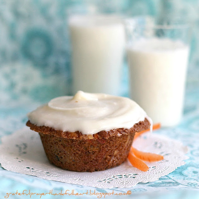 Carrot, Currant and Coconut Muffins with Cream Cheese Frosting