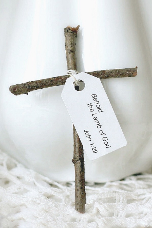 A humble little wooden cross made from sticks gathered from your backyard. With or without an attached bible verse it is a sweet Easter remembrance and decoration.