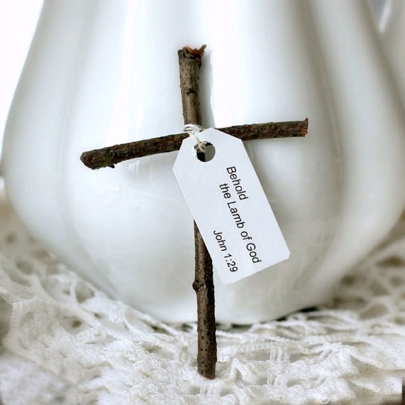 Make a humble little wooden cross from sticks gathered from your yard. Attach a tag with the bible verse from Luke 2:11, "a Savior has been born to you", as you celebrate Easter and Christmas. It is a sweet and easy holiday craft to make for kids.
