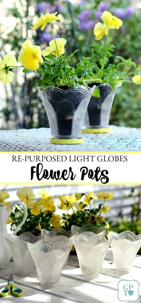 Don't trash those globes from the chandelier you just replaced. Up-cycle them into the cutest flower pots by simple re-purposing.