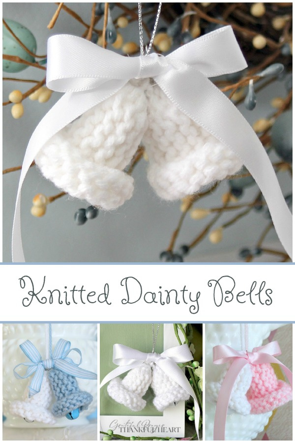Knitted dainty bells is an easy vintage pattern. Little bells knit up quickly Easy and are sweet for holiday tree ornaments, baby or wedding shower favors and corsages.