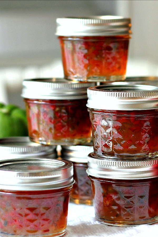 This easy recipe for pepper jam is a perfect balance of sweetness and heat and a great over goat or cream cheese as an appetizer. A lovely homemade food gift or canned to enjoy through the year.