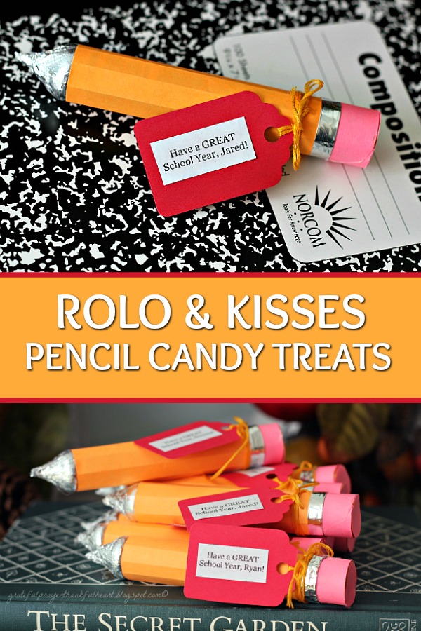Make Rolo candy pencil treats forÂ  back to school or teacher gifts. An easy and fun craft project for kids of all ages using Rolo candy and Hershey Kisses.