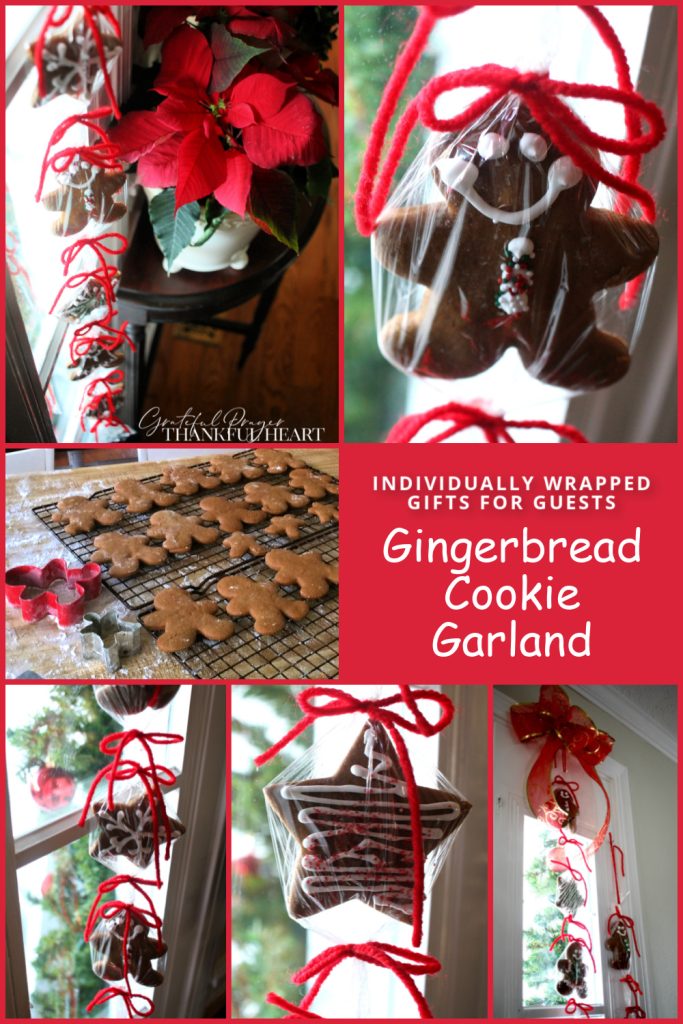 Gingerbread Cookie garland front door parting gifts for visitors.