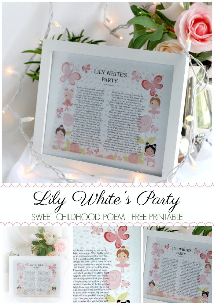 Lily's White's Party is a sweet poem that my husband's mom recited to him as a child. Our children now shares it with our grandchildren. FREE Printable