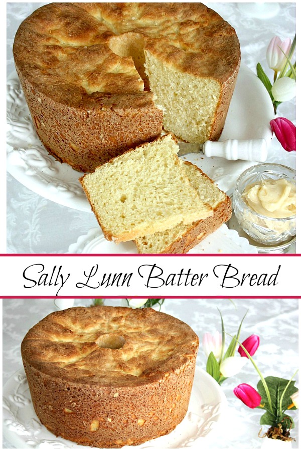 Sally Lunn Batter Bread is a lovely yeast bread, golden in color and baked in a round. Delicious toasted with butter & jam or marmalade. Great with meat and gravy too.