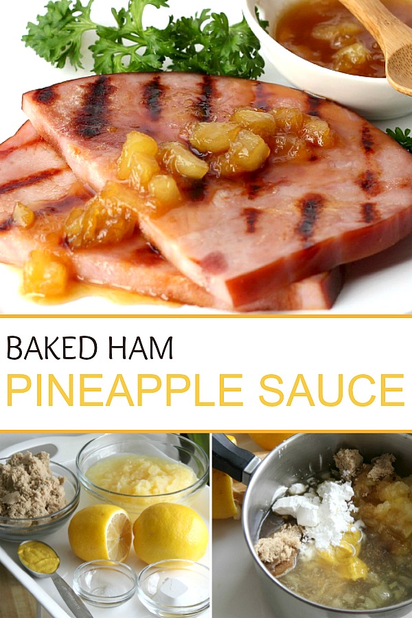 Pineapple ham glaze is the perfect sauce to compliment baked ham. An easy recipe that takes just a few minutes and a few ingredients to make but adds so much flavor. Serve it on the side with your Easter or Christmas baked ham or with a grilled ham slice.