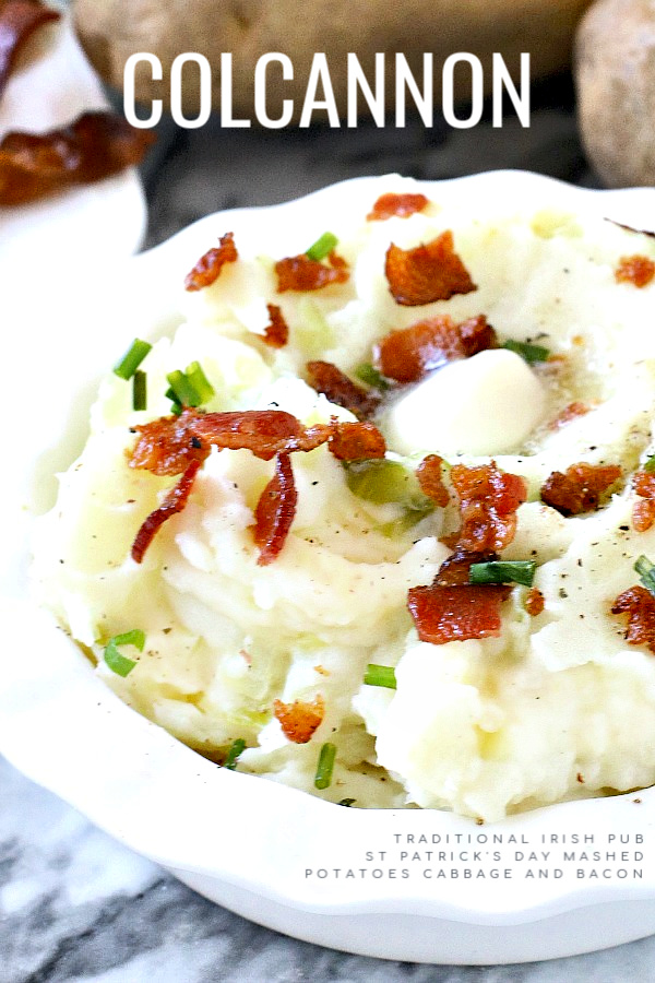 Creamy mashed potatoes are always a favorite but the traditional Irish pub colcannon with tender cabbage and crispy bacon is a perfect St Patrick's Day dinner side dish. An easy recipe to compliment corned beef brisket.