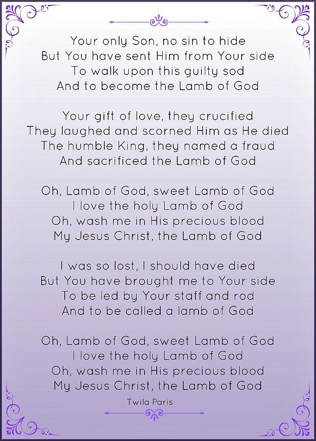 Lamb of God lyrics Twila Paris Easter 