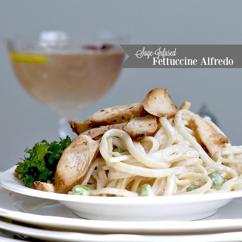 Sage-infused Fettuccine Alfredo is an easy recipe for a lighter, healthier version of Fettuccine Alfredo. Serve with a crisp salad or topped with grilled chicken for a lovely Easter dinner, romantic Valentine's Day or whenever you want a special pasta meal. 