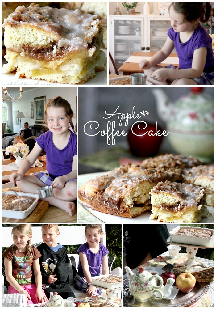 Easy and delicious apple coffee cake is a perfect treat for breakfast or snacking. Enjoyed on the porch with visiting grandchildren makes it even more special.