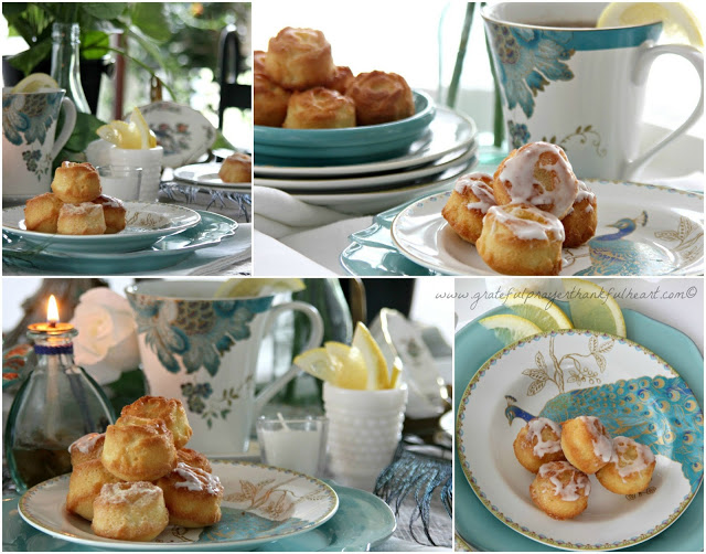 Recipe for a sweet treat perfect for serving at  luncheon, brunch or tea party. Lemon Flower teacakes are pretty and tasty.