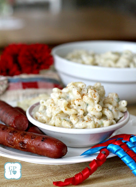 Easy recipe for classic, All-American Macaroni Salad. A favorite backyard cookout side dish.