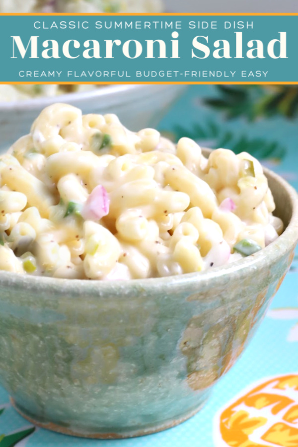 Easy recipe for classic macaroni salad. Perfect side dish for cookouts and barbecues. Serve with hotdogs, burgers, chicken and pork as you celebrate the 4th of July with food and fireworks!