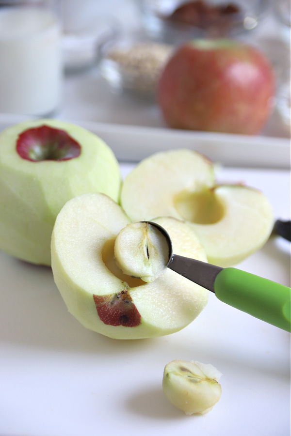 coring Empire apples to make apple coffee cake recipe