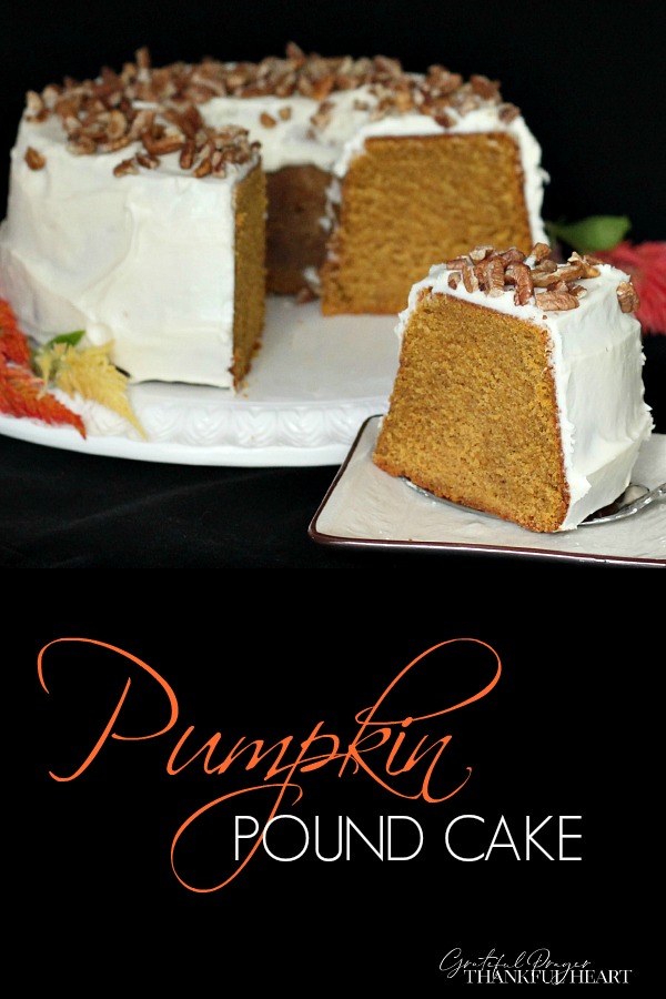 A beautifully appetizing cake, pumpkin pound cake with a cream cheese frosting is an easy to make recipe and a perfect dessert for your Thanksgiving or holiday dinner.
