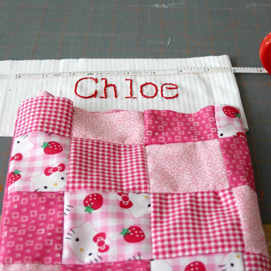 How to pattern for sewing a Patchwork Christmas Stocking easy enough for a beginner. Makes a sweet, personalized gift for kids and grandchildren.