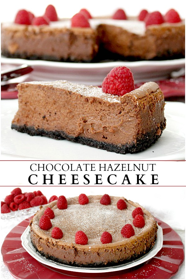 Make a creamy and chocolaty dessert this Valentine's Day for the Love of your life. Chocolate hazelnut cheesecake with an Oreo crust is perfectly decadent.
