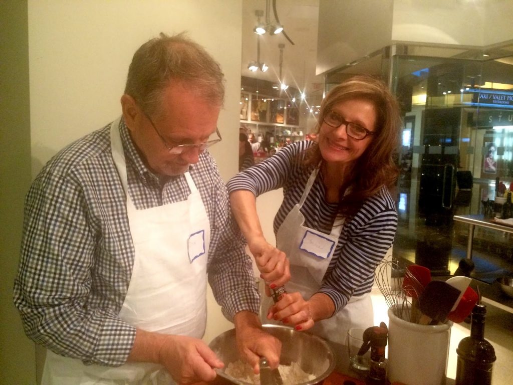 Celebrating anniversaries together is lots of fun. These two couples took a cooking class together and not only learned something new but had a blast.