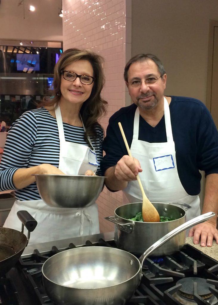 Celebrating anniversaries together is lots of fun. These two couples took a cooking class together and not only learned something new but had a blast.