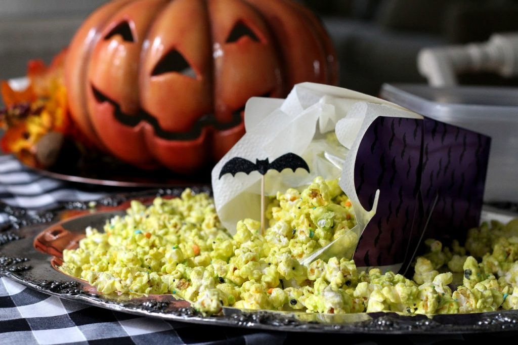 For goblins & ghouls, spooky Halloween food of bloodshot eyeball deviled eggs, moldy popcorn, spider web, squashed soup & lots more inspiration.